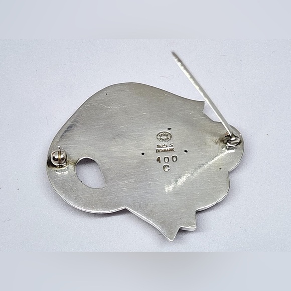 Vintage Georg Jensen Sterling Silver Brooch Tulip Flower Denmark 100C Pin Large - Picture 4 of 7